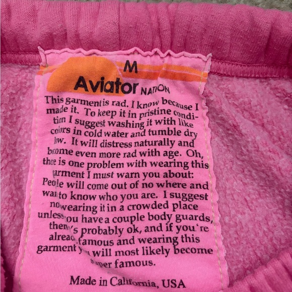 Aviator Nation Pink Track Joggers with Rainbow Stripe - Picture 3 of 5